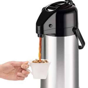 PARACITY Upgraded Airpot Coffee Carafe with Double Pump, Stainless Steel Drink Dispenser for Hot/Cold Beverage with Lazy Susan Base, Coffee Termos Para Cafe for Hot Cocoa for Parties