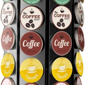 K Cup Holder, Coffee Pod Storage Carousel Holder Organizer Compatible with 40 Keurig K-Cup Pods, Home or Office Kitchen Counter Organizer（Black）